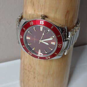 8.5 Inch Red Geneva Watch With Two Tone Band